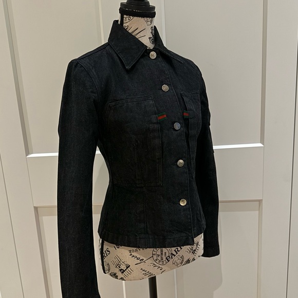 ❌SOLD❌GUCCI Authentic Denim Jean Black Jacket Size Small | 9901566💚 - Picture 15 of 17